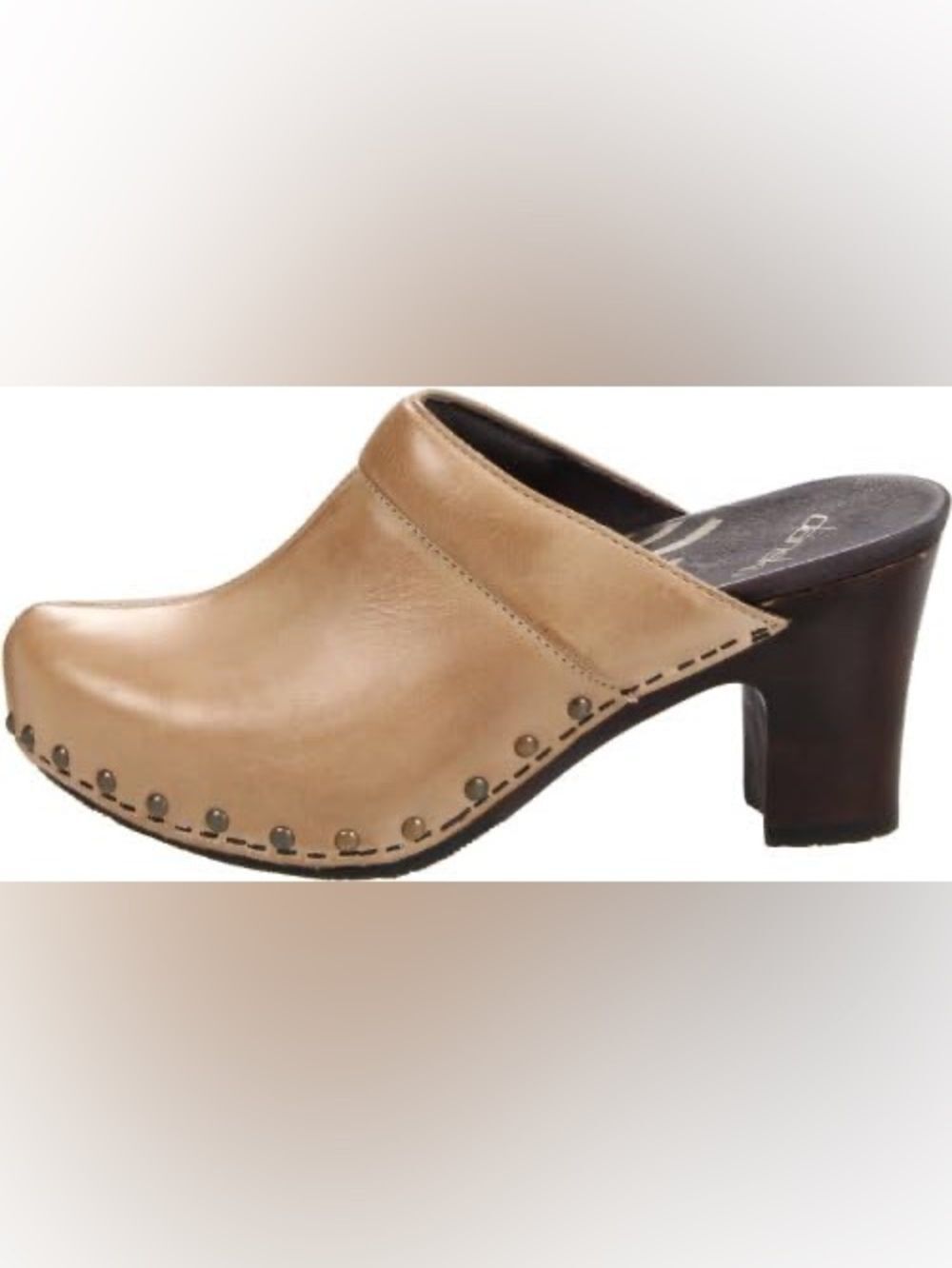 Dansko Rae Leather Studded Wooden Clogs Tan Sz 39